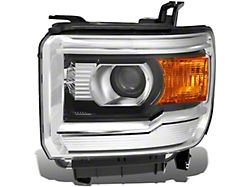 OE Style Projector Headlight; Black Housing; Clear Lens; Driver Side (14-18 Sierra 1500 w/ Factory Halogen Non-LED DRL Headlights)