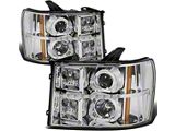 L-Bar Halo Projector Headlights with Amber Corners; Chrome Housing; Clear Lens (07-13 Sierra 1500)