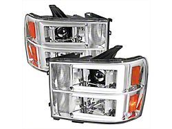 LED C-Bar Projector Headlights; Chrome Housing; Clear Lens (07-13 Sierra 1500)