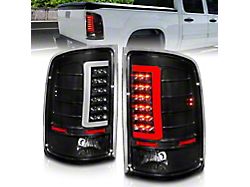 LED C-Bar Tail Lights; Black Housing; Clear Lens (07-13 Sierra 1500)