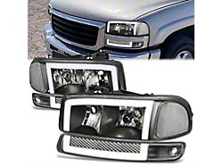 LED DRL Switchback Headlights; Black Housing; Clear Lens (99-06 Sierra 1500, Excluding C3 & Denali)