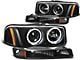 LED Dual Halo Projector Headlights with Amber Corner; Black Housing; Clear Lens (99-06 Sierra 1500, Excluding Denali)