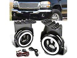 LED Halo Projector Fog Lights with Switch; Clear (03-06 Sierra 1500, Excluding Denali)