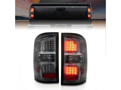 LED Tail Lights; Black Housing; Smoked Lens (14-18 Sierra 1500 w/ Factory Halogen Tail Lights)