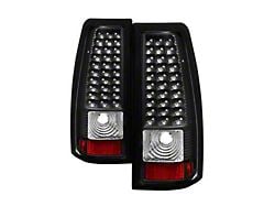 LED Tail Lights; Black Housing; Clear Lens (99-06 Sierra 1500 Fleetside)