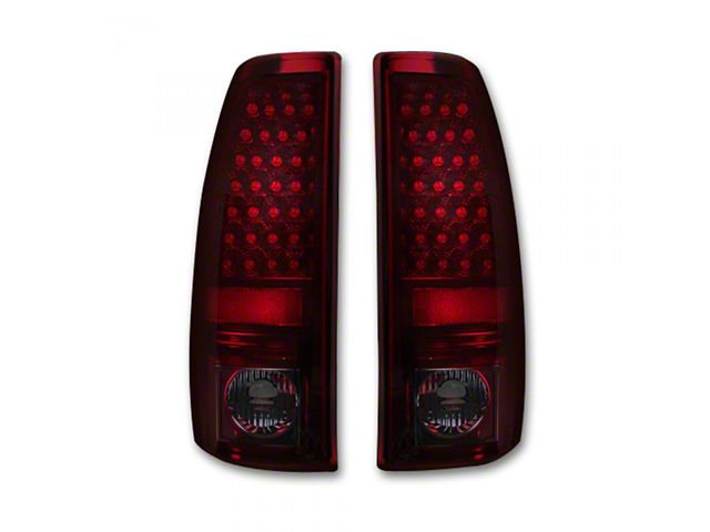 LED Tail Lights; Chrome Housing; Dark Red Smoked Lens (99-06 Sierra 1500 Fleetside)