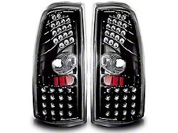 LED Tail Lights; Gloss Black Housing; Clear Lens (99-03 Sierra 1500 Fleetside)