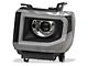 LED Bar Projector Headlights; Black Housing; Clear Lens (14-18 Sierra 1500 w/ Factory Halogen Non-LED DRL Headlights)