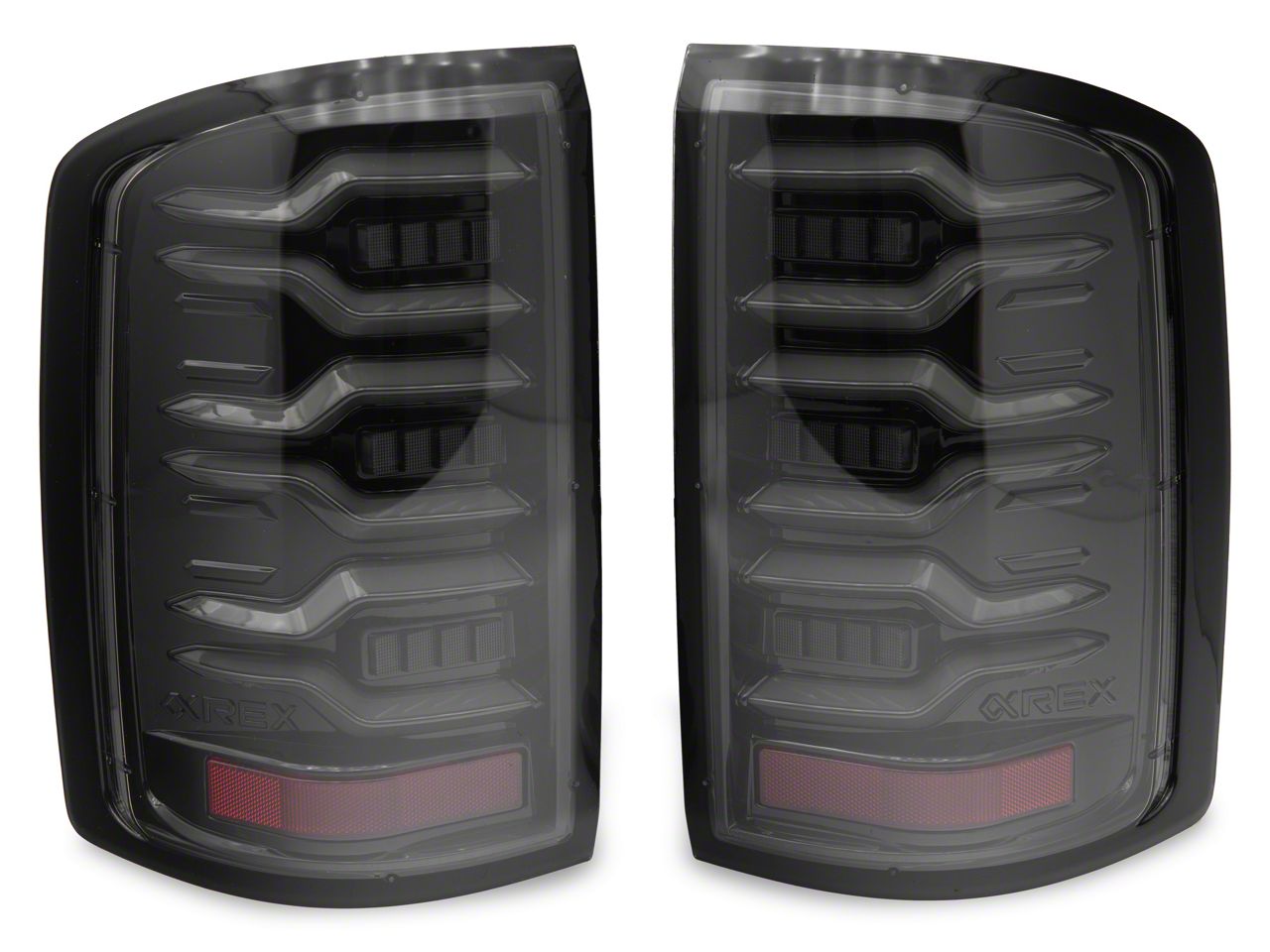 AlphaRex Sierra 1500 LUXXSeries LED Tail Lights; Black Housing; Smoked