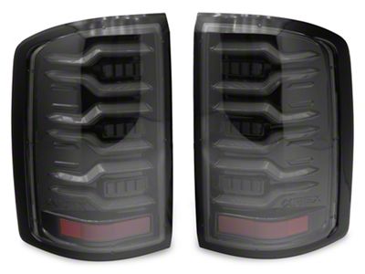 AlphaRex LUXX-Series LED Tail Lights; Black Housing; Smoked Lens (14-18 Sierra 1500 w/ Factory Halogen Tail Lights)