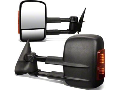 Manual Towing Mirrors with Amber Turn Signals; Black (99-06 Sierra 1500)