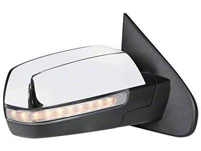 OE Style Side Mirror with LED Puddle Light and Turn Signal; Chrome; Passenger Side (14-18 Sierra 1500)