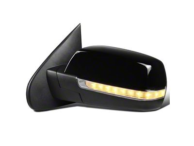 OE Style Side Mirror with LED Puddle Light and Turn Signal; Glossy Black; Driver Side (14-18 Sierra 1500)