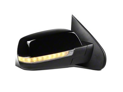 OE Style Side Mirror with LED Puddle Light and Turn Signal; Glossy Black; Passenger Side (14-18 Sierra 1500)