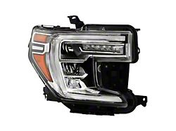 OEM Style Full LED Headlight; Chrome Housing; Clear Lens; Passenger Side (19-21 Sierra 1500 w/ Factory LED Turn Signals; 2022 Sierra 1500 Limited w/ Factory LED Turn Signals)