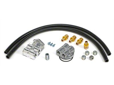 Oil Filter Relocation Kit with 90-Degree Bypass and Horizontal Ports; 18mm x 1.50 Threads (99-13 4.3L Sierra 1500)