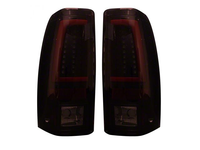 OLED Tail Lights; Chrome Housing; Dark Red Smoked Lens (99-06 Sierra 1500 Fleetside)