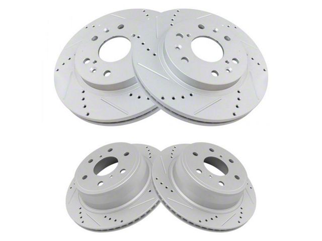 Performance Drilled and Slotted 6-Lug Rotors; Front and Rear (07-18 Sierra 1500)