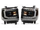 Plank Style Projector Headlights; Black Housing; Clear Lens (14-15 Sierra 1500 w/ Factory Halogen Headlights)