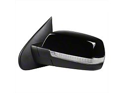 Powered Heated Manual Fold Mirror with LED Turn Signal; Driver Side; Gloss Black (14-18 Sierra 1500)