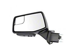 Powered Heated Memory Power Folding Mirror with Puddle Light and Spotter Glass; Textured Black; Driver Side (19-25 Sierra 1500)