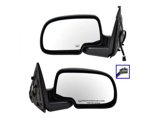 Powered Heated Mirrors; Flat Black (99-02 Sierra 1500)