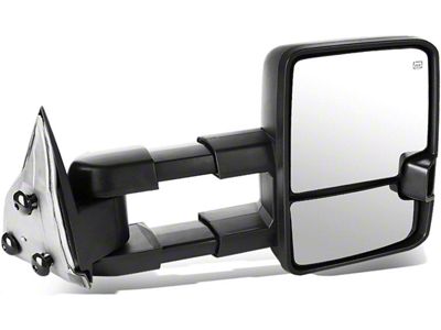 Powered Heated Towing Mirror with Smoked LED Turn Signals; Black; Passenger Side (07-13 Sierra 1500)