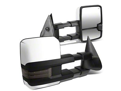 Powered Heated Towing Mirrors with Smoked Amber LED Turn Signal; Chrome (99-02 Sierra 1500)