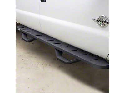 Go Rhino RB10 Running Boards with Drop Steps; Textured Black (19-24 Sierra 1500 Double Cab)