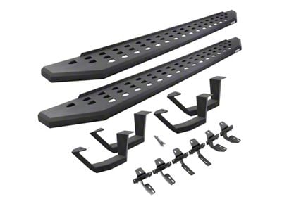Go Rhino RB20 Running Boards with Drop Steps; Textured Black (19-24 Sierra 1500 Double Cab)