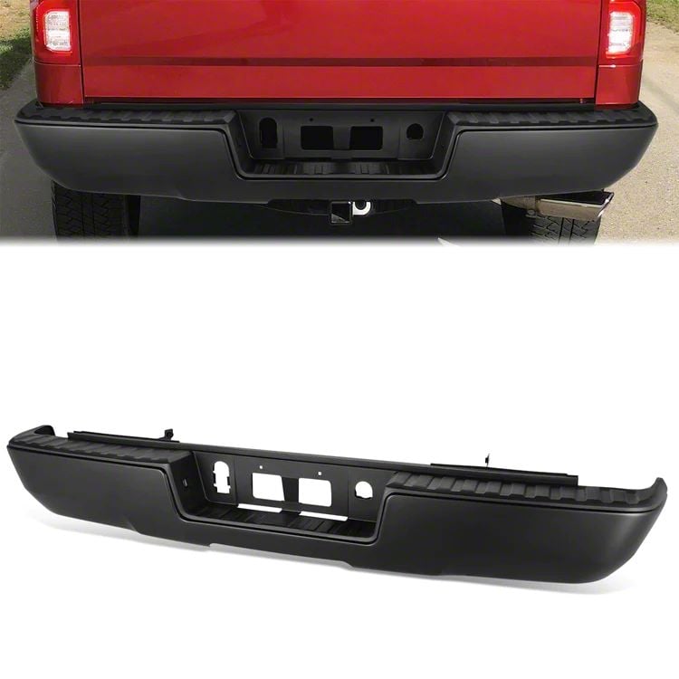 Sierra 1500 Rear Bumper; Not Pre-Drilled for Backup Sensors; Black (14 ...