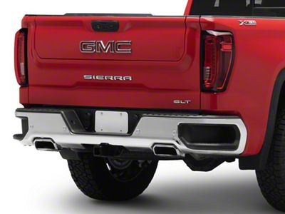 Rear Bumper; Pre-Drilled for Backup Sensors; Chrome (19-24 Sierra 1500 w/ Factory Dual Exhaust)