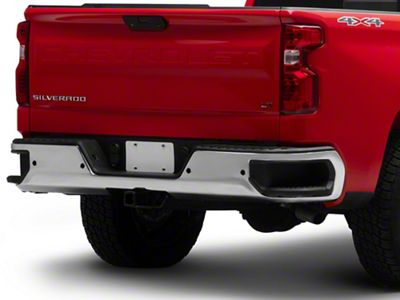 Rear Bumper; Pre-Drilled for Backup Sensors; Chrome (19-24 Sierra 1500 w/o Factory Dual Exhaust)