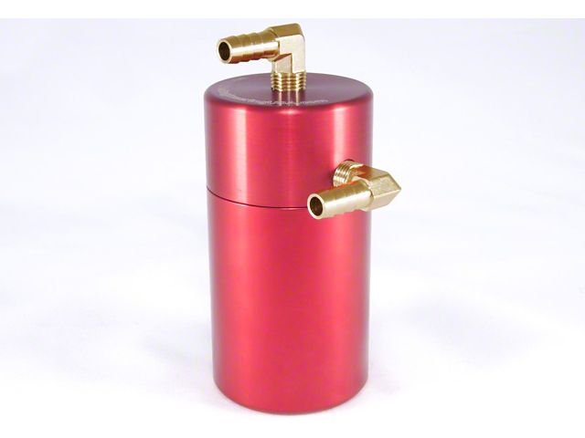 Red Standard Oil Catch Can; Brass Fittings/Rubber Hoses (14-24 V8 Sierra 1500)