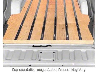 RETROLINER Real Wood Bed Liner; Ash Wood; HydroSatin Finish; Mild Steel Punched Bed Strips (04-06 Sierra 1500 w/ 5.80-Foot Short Box)