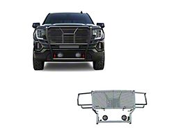 Rugged Heavy Duty Grille Guard with 5.30-Inch Black Round Flood LED Lights; Black (19-21 Sierra 1500, Excluding Denali; 2022 Sierra 1500 Limited, Excluding Denali)