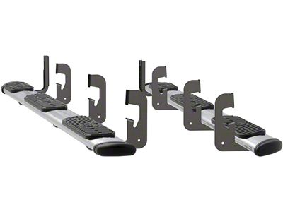 Regal 7-Inch Wheel-to-Wheel Oval Side Step Bars; Polished Stainless (14-18 Sierra 1500 Crew Cab w/ 6.50-Foot Standard Box)