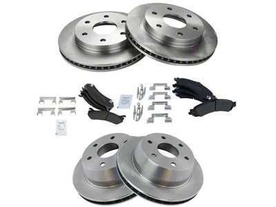 Semi-Metallic 6-Lug Brake Rotor and Pad Kit; Front and Rear (02-04 Sierra 1500 w/ 13-Inch Rotors & Quadrasteer; 05-06 4WD Sierra 1500 w/ 13-Inch Rotors & Quadrasteer)