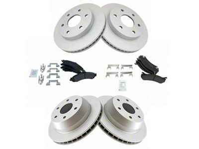 Semi-Metallic 6-Lug Brake Rotor and Pad Kit; Front and Rear (02-04 Sierra 1500 w/ 13-Inch Rotors & Quadrasteer; 05-06 4WD Sierra 1500 w/ 13-Inch Rotors & Quadrasteer)