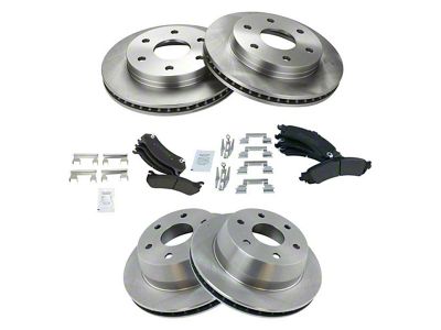 Semi-Metallic 6-Lug Brake Rotor and Pad Kit; Front and Rear (02-04 Sierra 1500 w/ 13-Inch Rotors & Quadrasteer; 05-06 4WD Sierra 1500 w/ 13-Inch Rotors & Quadrasteer)