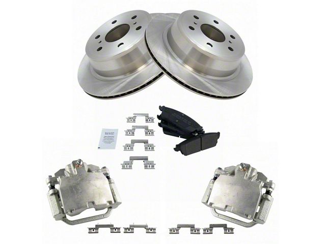 Semi-Metallic 6-Lug Brake Rotor, Pad and Caliper Kit; Rear (07-13 Sierra 1500)