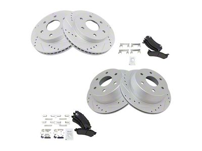 Semi-Metallic Performance 6-Lug Brake Rotor and Pad Kit; Front and Rear (99-06 Sierra 1500 w/ Single Piston Rear Calipers)