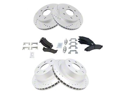 Semi-Metallic Performance 6-Lug Brake Rotor and Pad Kit; Front and Rear (02-06 Sierra 1500 w/ Dual Piston Rear Calipers)