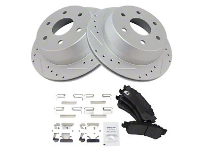 Semi-Metallic Performance 6-Lug Brake Rotor and Pad Kit; Rear (99-06 Sierra 1500 w/ Single Piston Rear Calipers)