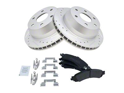 Semi-Metallic Performance 6-Lug Brake Rotor and Pad Kit; Rear (02-06 Sierra 1500 w/ Dual Piston Rear Calipers)