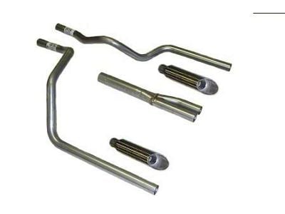 Stainless Deep-Tone Dual Exhaust System with Stainless Angle Tips; Rear Exit (99-06 4.3L Sierra 1500)