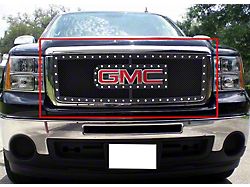 Stainless Steel Rivet Upper Grille Overlay; Black (07-13 Sierra 1500)