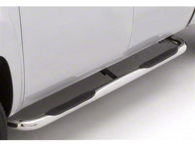 3-Inch Round Bent Nerf Side Step Bars; Polished Stainless (07-18 Sierra 1500 Extended/Double Cab)