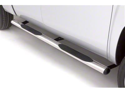 4-Inch Oval Straight Nerf Side Step Bars; Polished Stainless (07-18 Sierra 1500 Crew Cab)