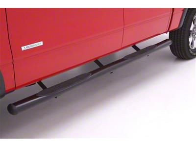 4-Inch Oval Straight Nerf Side Step Bars; Black (01-13 Sierra 1500 Extended Cab)